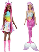 Barbie, Boneca Sortida Unicórnio ou Sereia, Cabelo Longo dos Sonho com Acessórios, Para meninas acima de 3 anos (Não é Possível Escolher a Boneca)