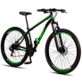 Bicicleta Aro 29 Aço Carbono Ksvj Freios Disco Suspensão 21v – Preto+verde