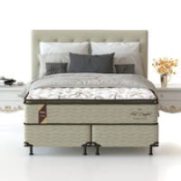 Cama Box King Size Probel Fort Comfort com Pillow Top e Molas Prolastic 72x193x203cm – Branco/Bege