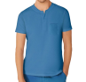 Camiseta Masculina Henley Manga Curta Em Malha Flamê – Azul