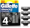 Gillette Mach3 Carbono Refil para Aparelho de Barbear reutilizável, com Carvão Ativado e Fita Lubrificante Melhorada 4 Uds