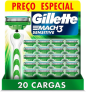 Gillette Mach3 Sensitive – Carga para Aparelho de Barbear, 20 unidades