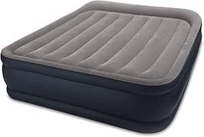 Intex 64135EP Colchão de cama de ar elevado confortável para descanso de travesseiro com bomba embutida, tamanho Queen