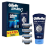 Kit Carga para Aparelho de Barbear Gillette Mach3 4 unidades + Creme de Barbear Proteção e Conforto 150ml