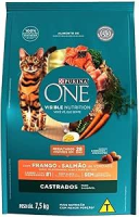 NESTLÉ® PURINA® ONE® Ração Seca para gatos adultos castrados todas as raças Frango e Salmão 7,5kg