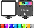 ULANZI Luzes de vídeo VL49 RGB, luz de câmera LED 360° iluminação portátil colorida para fotografia com 3 sapatos frios, 2000 mAh CRI recarregável 95+ 2500-9000K lâmpada de painel